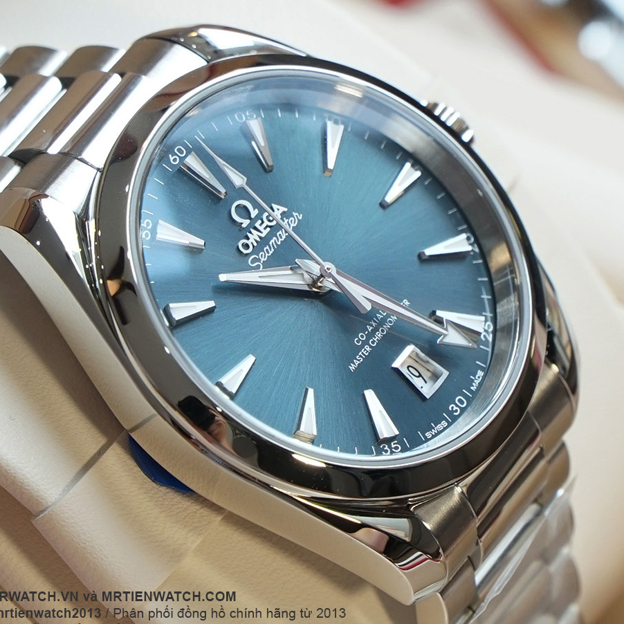 Omega Seamaster Aqua Terra 150m Co‑Axial Master Chronometer 38 mm 220.10.38.20.03.003 New Model 2023, mặt số xanh cọc số vàng trắng Rhodium