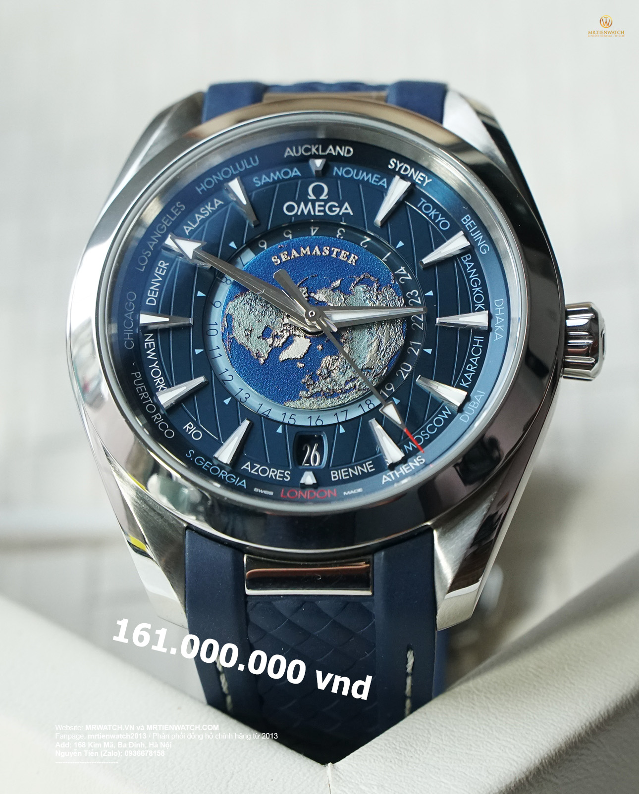 Used full set Omega SeaMaster Aqua Terra 150M Co‑Axial Master Chronomer GMT WorldTimer 43 MM 220.12.43.22.03.001